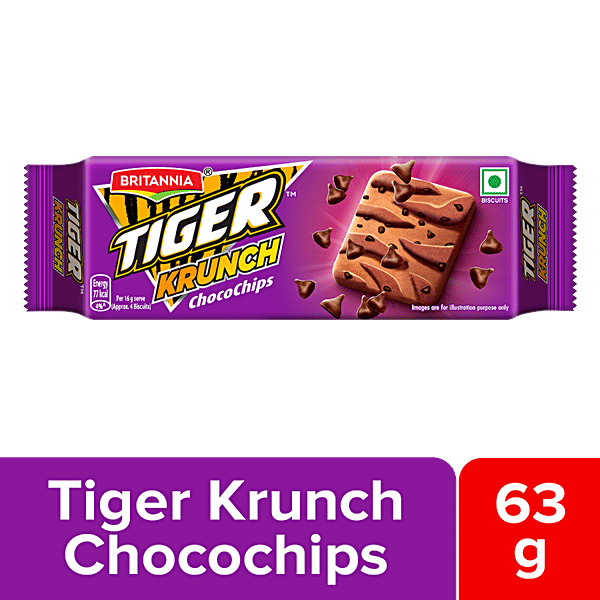 Britannia Tiger Krunch Chocochip Biscuits - Delightful Crispy Vegetarian Treat