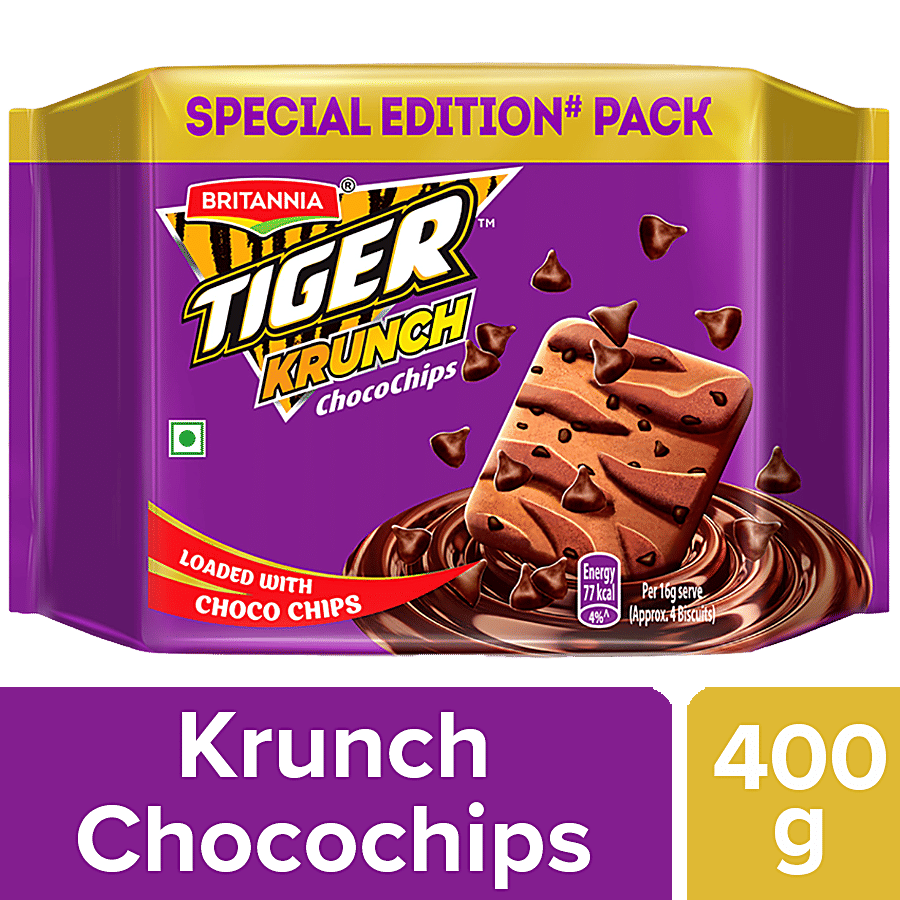 Britannia Tiger Krunch Chocochip Biscuits - Delightful Crispy Vegetarian Treat