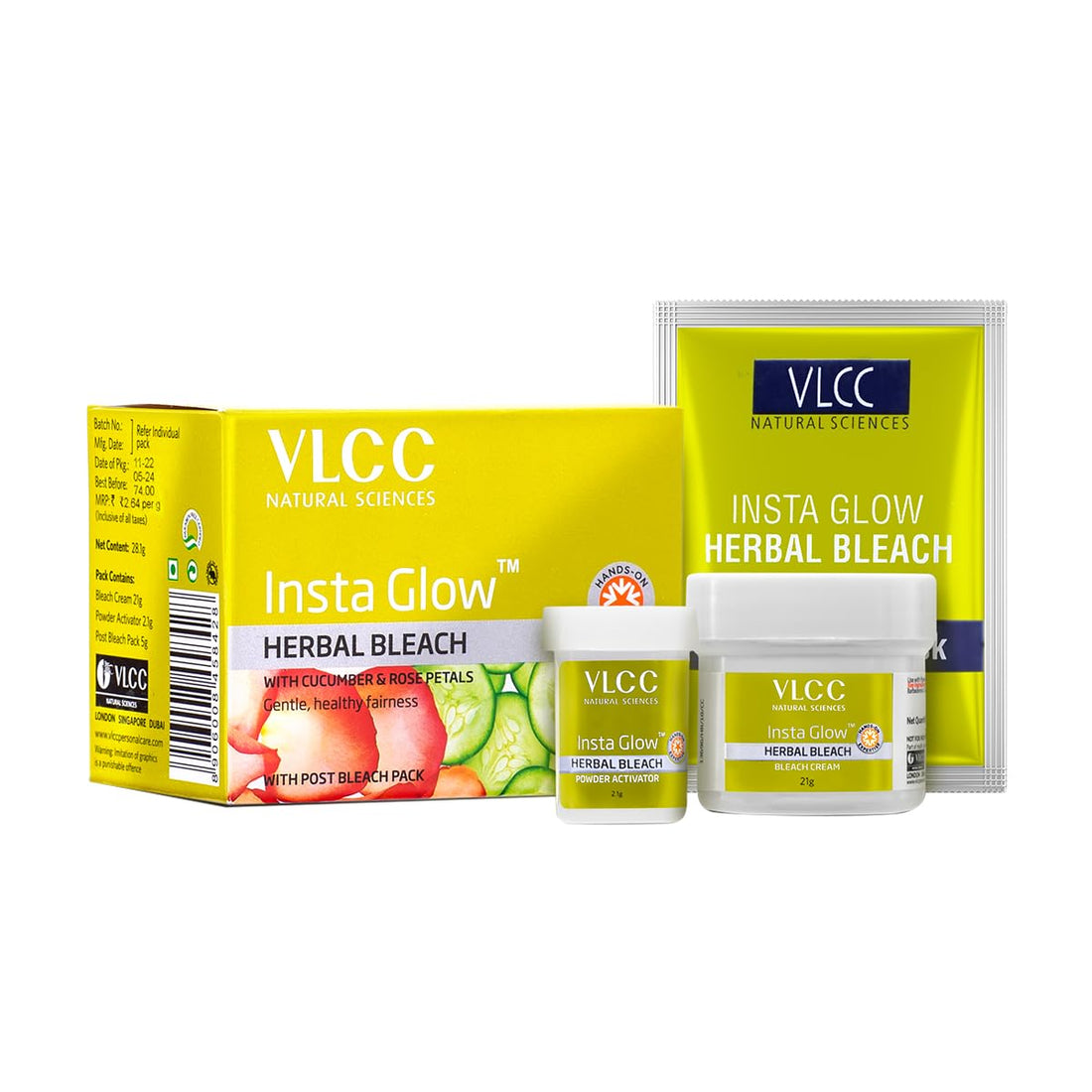 VLCC Natural Sciences Insta Glow Herbal Bleach: Radiant Skin Solution, 27g