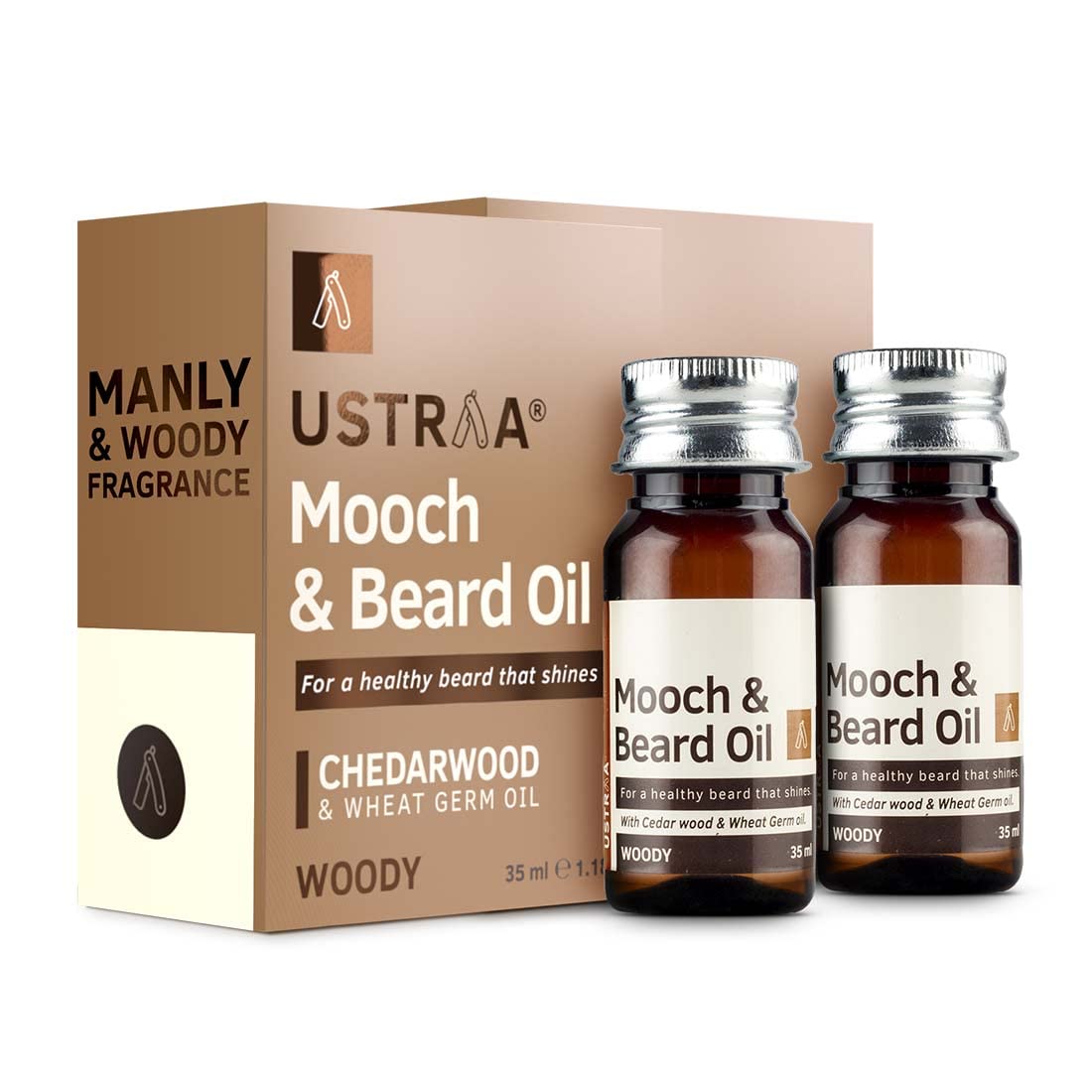 Ustraa Woody Mooch Beard Oil – 2 Pack 35ml Shine Nourish