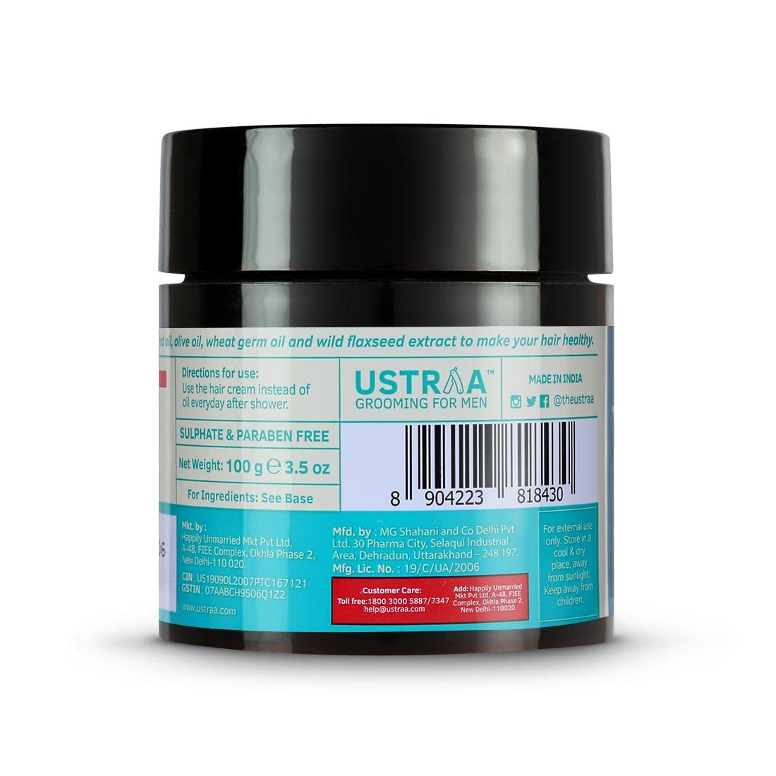 Ustraa Men's Light Hold Nourishing Hair Cream 100g