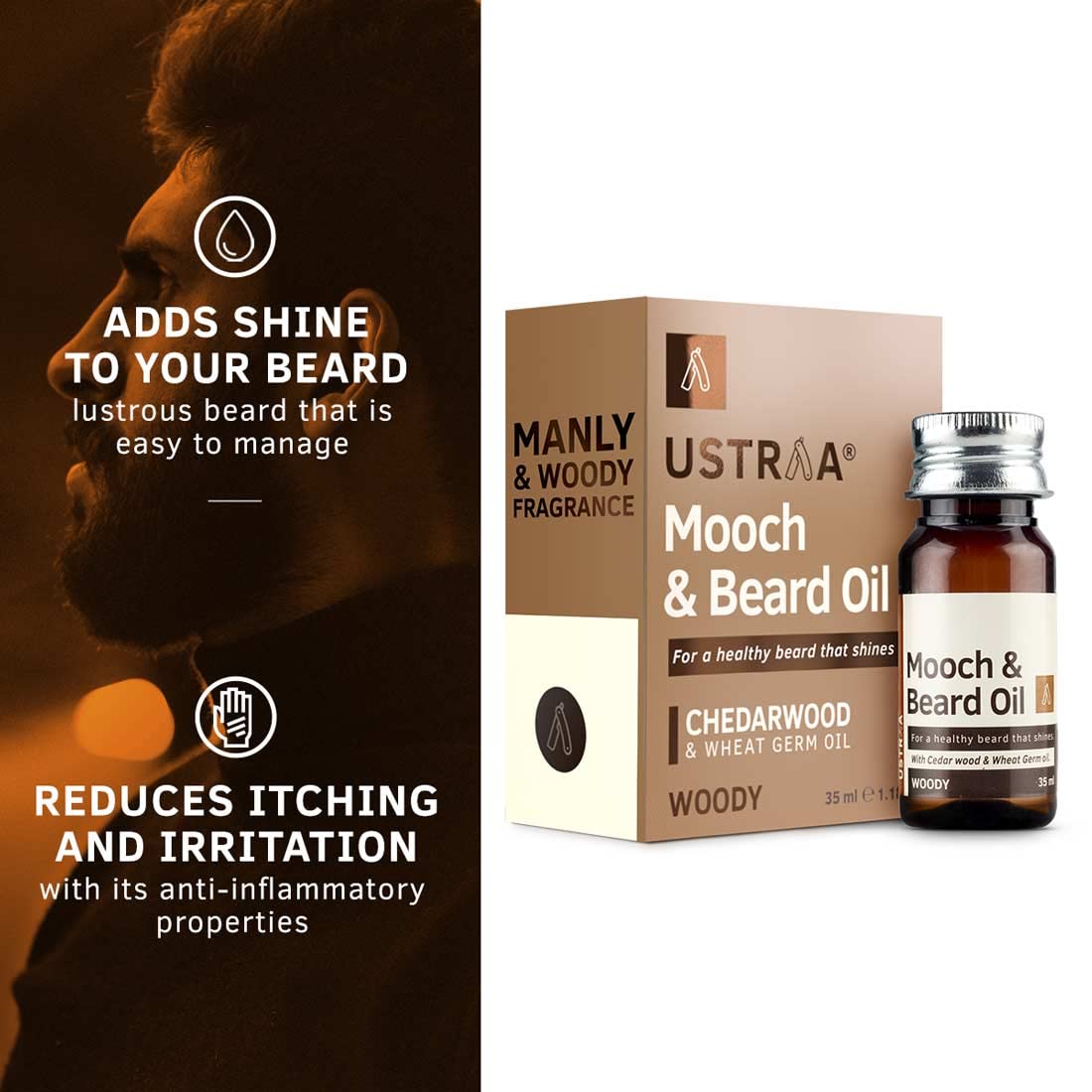 Ustraa Woody Mooch Beard Oil – 2 Pack 35ml Shine Nourish