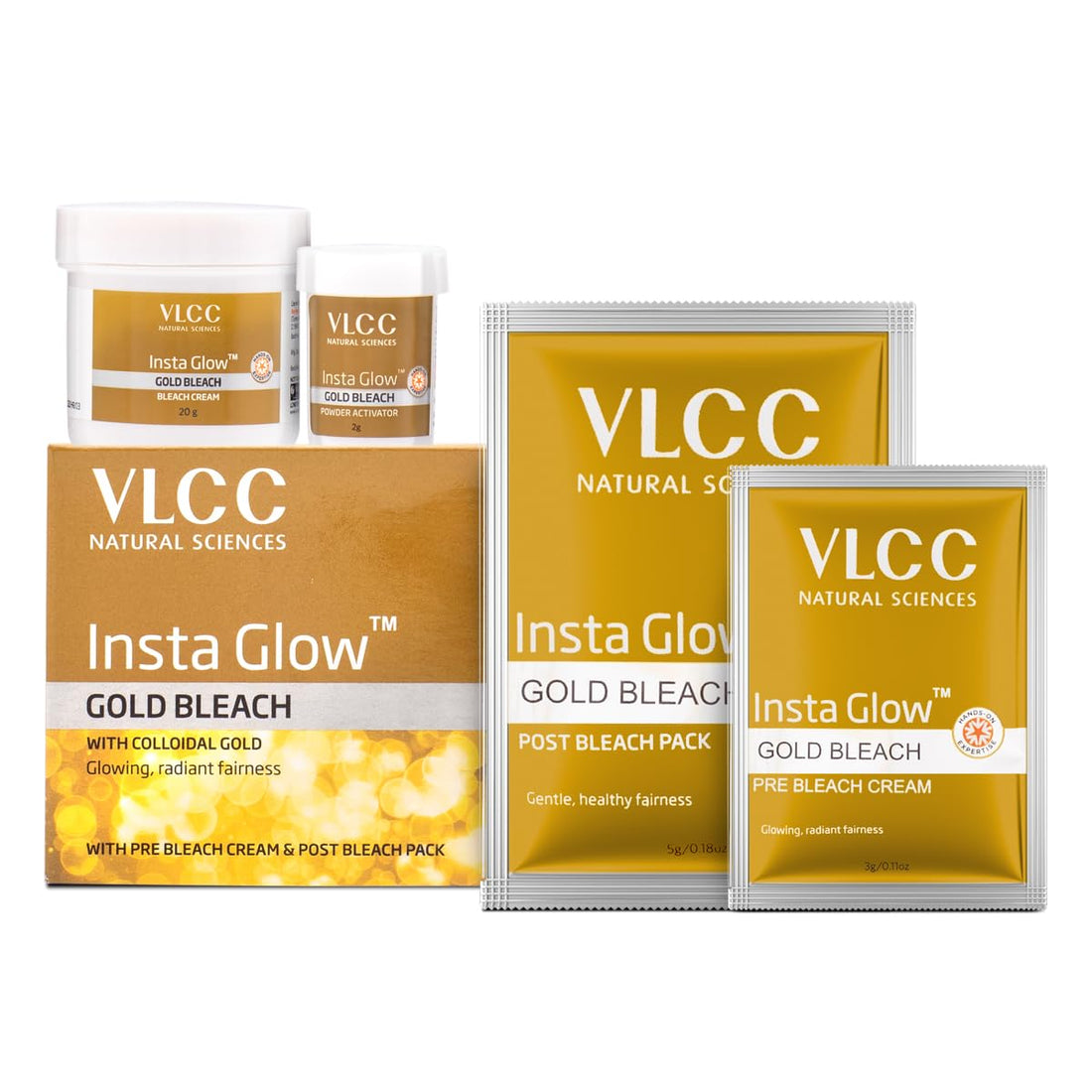 VLCC Insta Glow Gold Bleach 30g Facial Hair Removal Cream