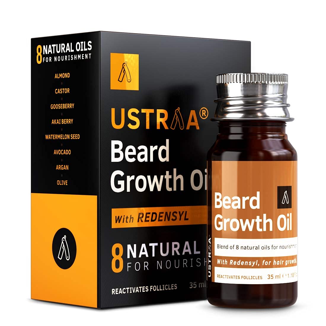 Ustraa Beard Growth Oil 2x35ml Natural Redensyl Formula