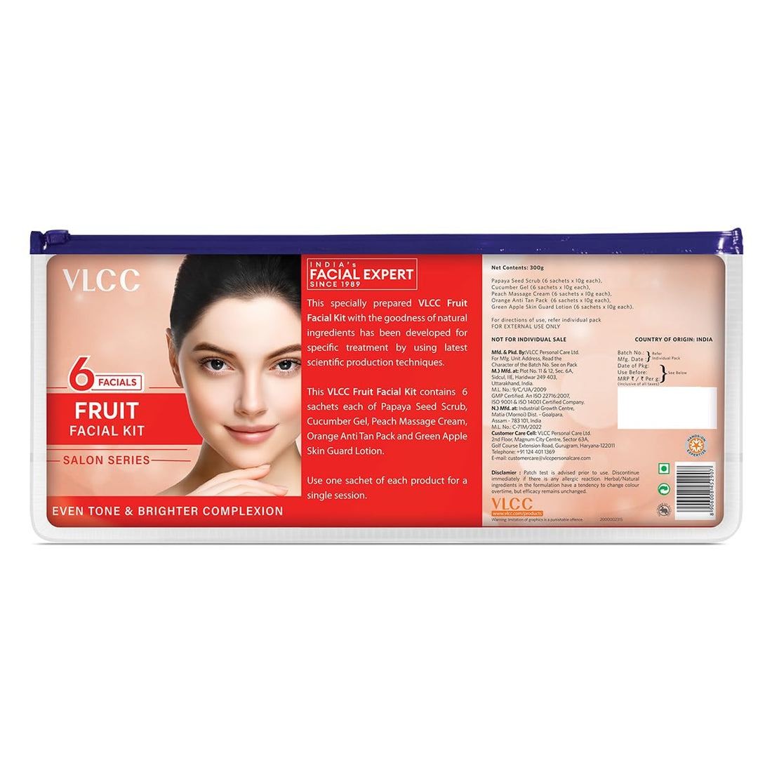 VLCC Salon Series Fruit Facial Kit - 6 Facials, 300g for Bright, Tight Skin