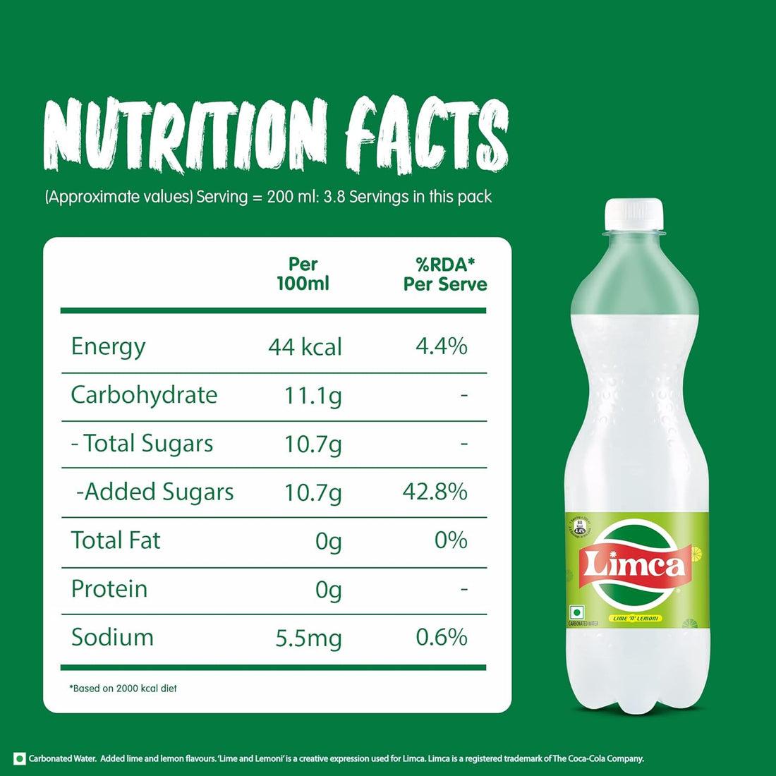 Limca Lemon Sparkling Soft Drink 750ml Bottle Refreshing Indian Beverage