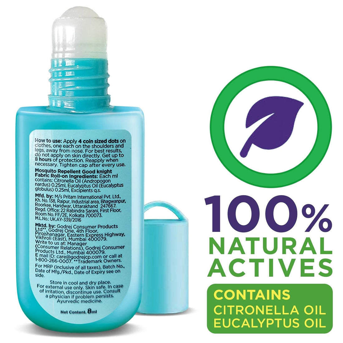 Good Knight 100% Natural Mosquito Repellent Fabric Roll-On 8ml