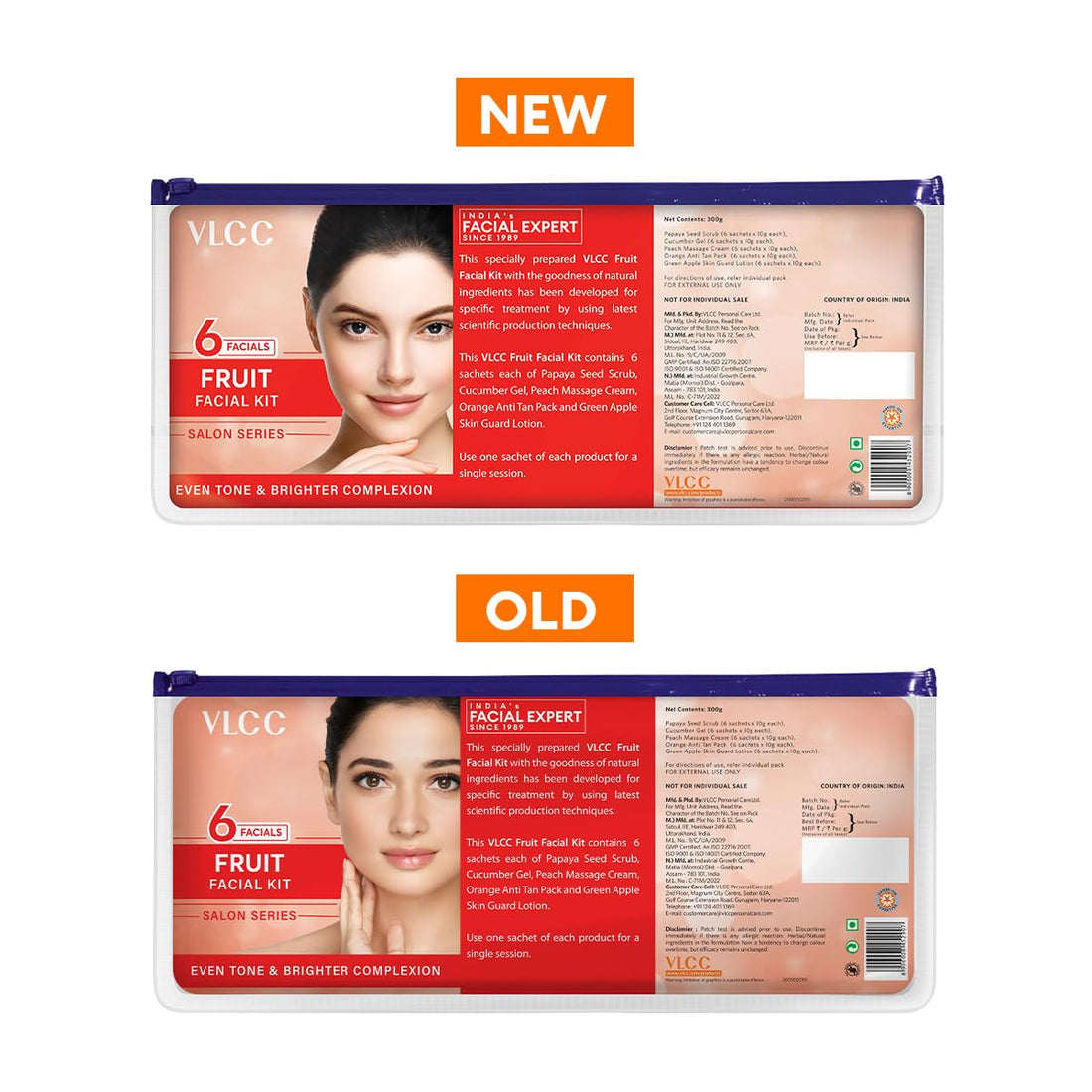 VLCC Salon Series Fruit Facial Kit - 6 Facials, 300g for Bright, Tight Skin