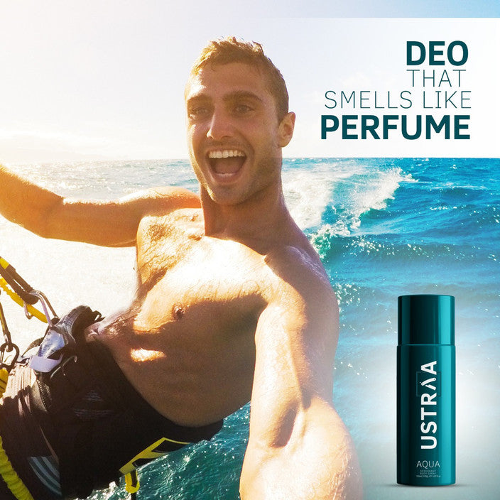 Ustraa Aqua Refreshing Aquatic Deodorant Spray for Men, Long-Lasting Odour Control