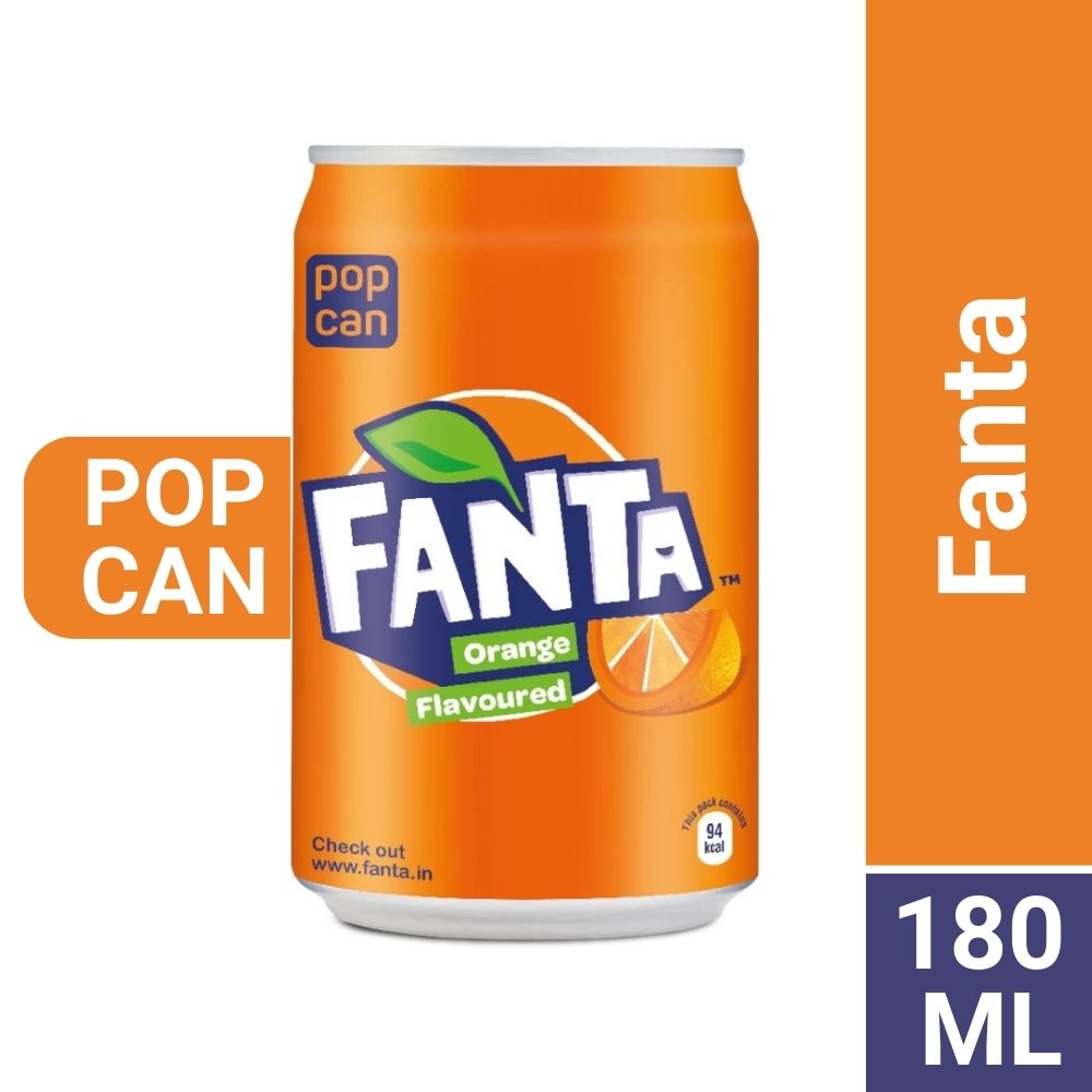 Refreshing Fanta Orange Flavoured Cold Drink 180ml Convenient Pop Can