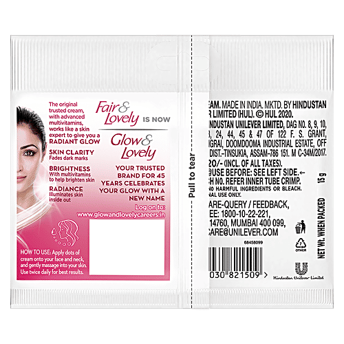Glow & Lovely Advanced Multivitamin Face Cream 15g for Radiant, Bright Skin