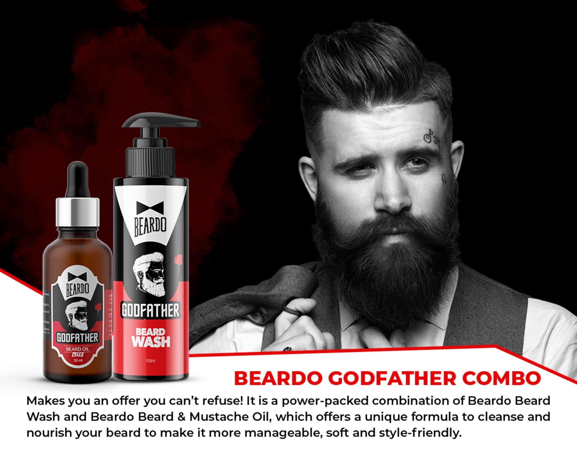 Beardo Godfather Combo 30ml Oil & 100ml Wash
