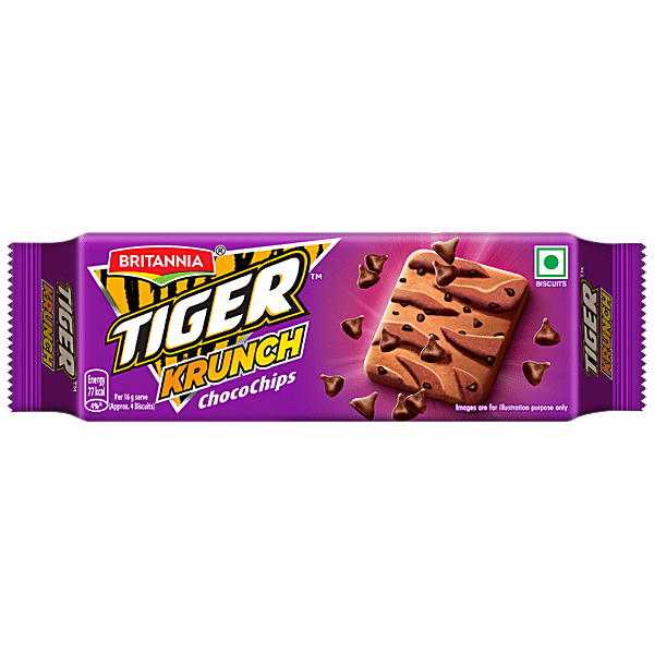 Britannia Tiger Krunch Chocochip Biscuits - Delightful Crispy Vegetarian Treat