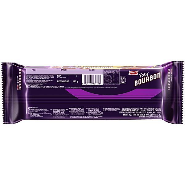 Parle Fab Bourbon Chocolate Cream Biscuits - Rich Flavour, 135g Pouch