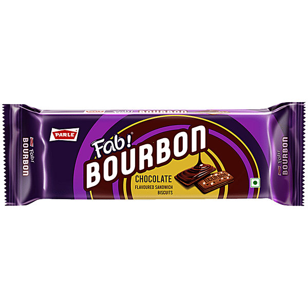 Parle Fab Bourbon Chocolate Cream Biscuits - Rich Flavour, 135g Pouch