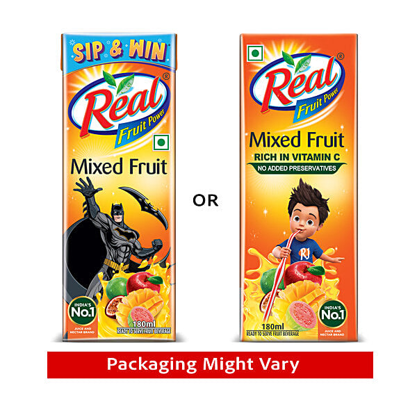 Real Fruit Power Mixed Fruit Juice 180ml, Delightful Blend, Refreshing Tropical Flavour
