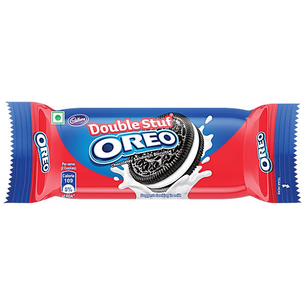 Cadbury Oreo Double Stuf Vanilla Creme Chocolate Sandwich Biscuits 75g Pack