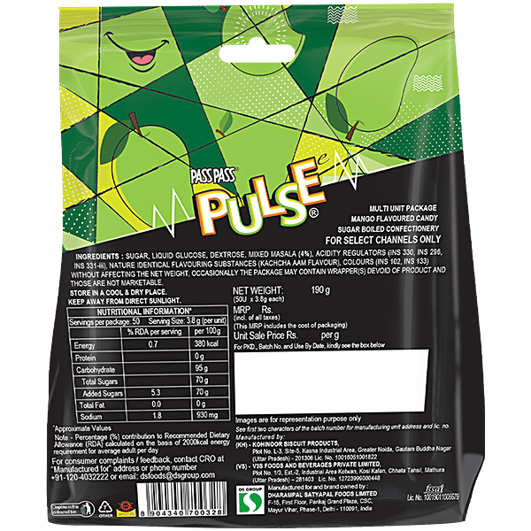 Pulse Raw Mango Hard-Boiled Sweets: Tangy Twist Candy - 190g Carton