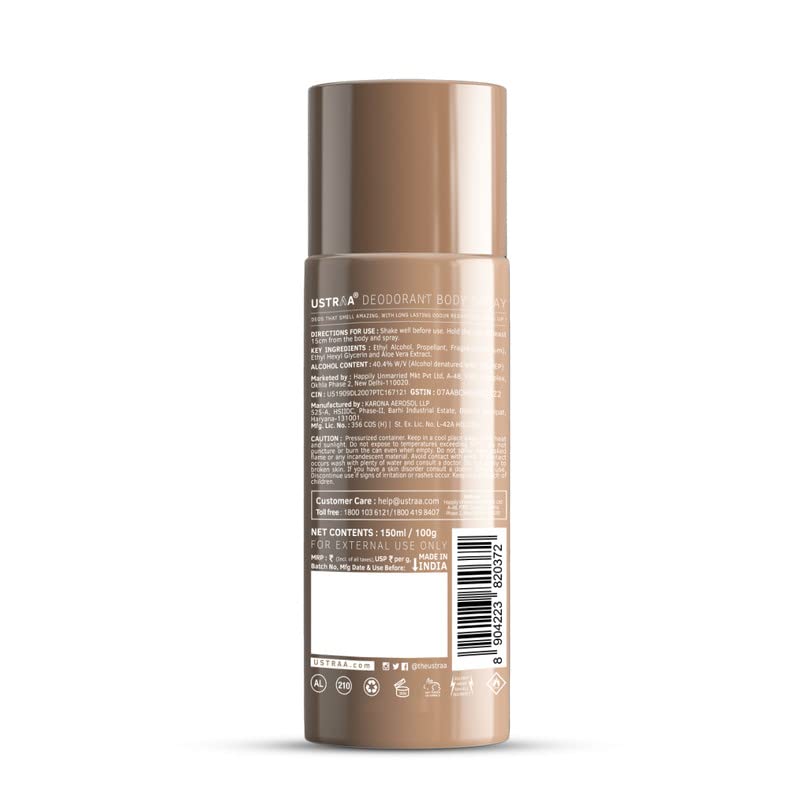 USTRAA Khaki Men’s Body Spray 150ml Long‑Lasting Rusty Fragrance
