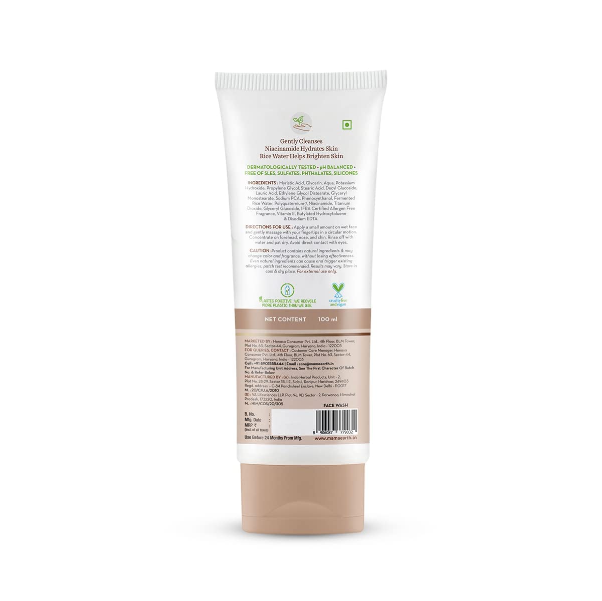 Mamaearth Rice Water & Niacinamide Face Wash – Hydrating Glass Skin Formula