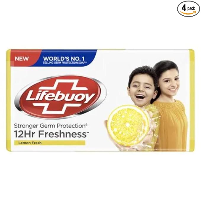 Lifebuoy Lemon Fresh Soap Bar – 4 Pack of 100g Bars