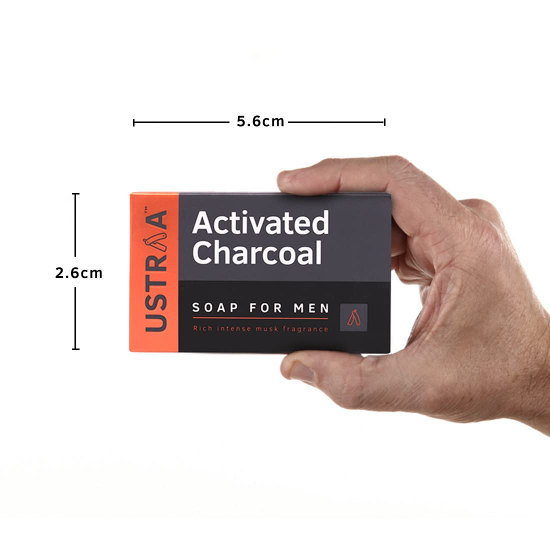 Ustraa Activated Charcoal Men's Deo Soap 8 Pack Rich Musk