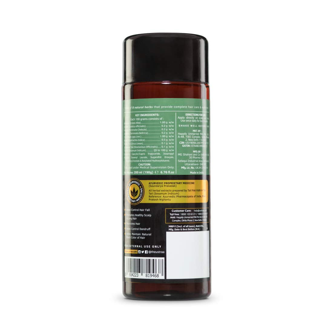 Ustraa Ayurvedic Hair Oil 200ml Natural Herbal Blend