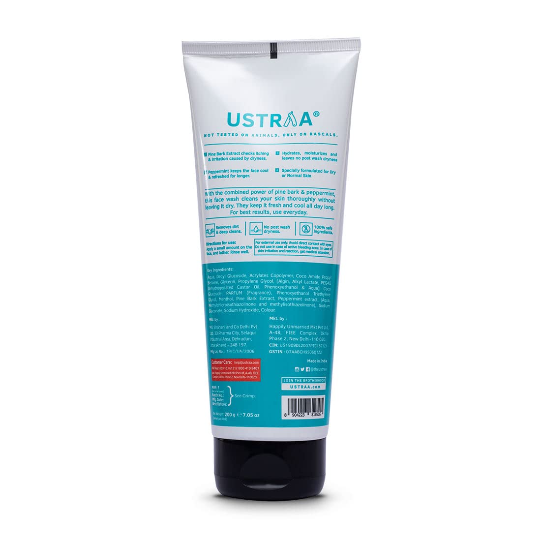 Ustraa Mint Cool Face Wash 200ml Natural Moisturising Cleanser