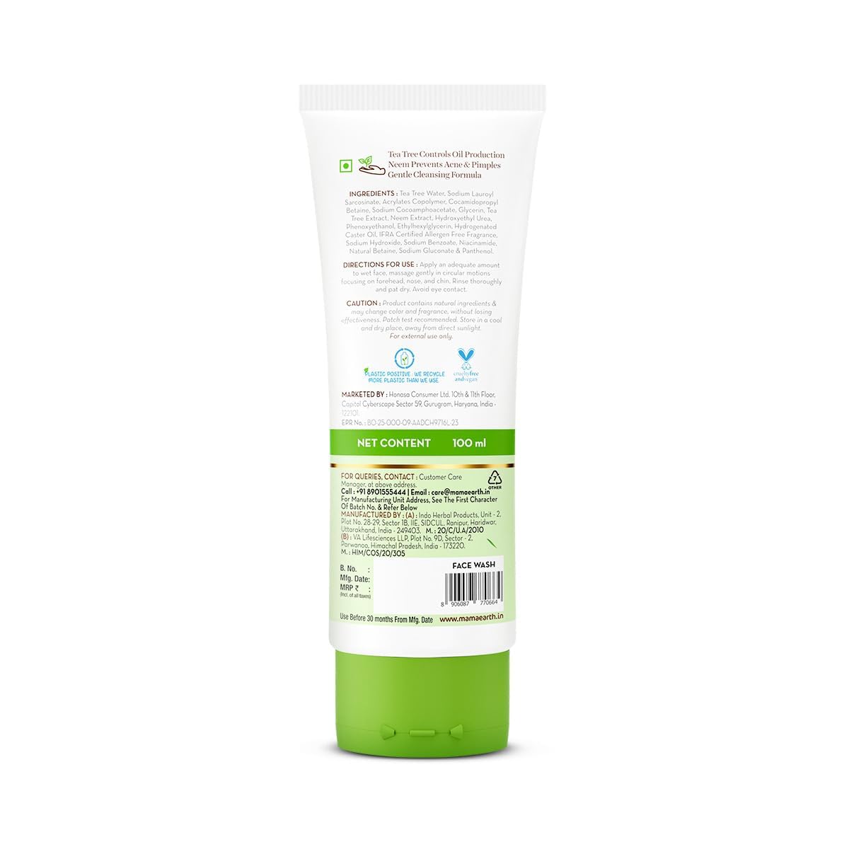 Mamaearth Tea Tree Face Wash 100ml Oil Control