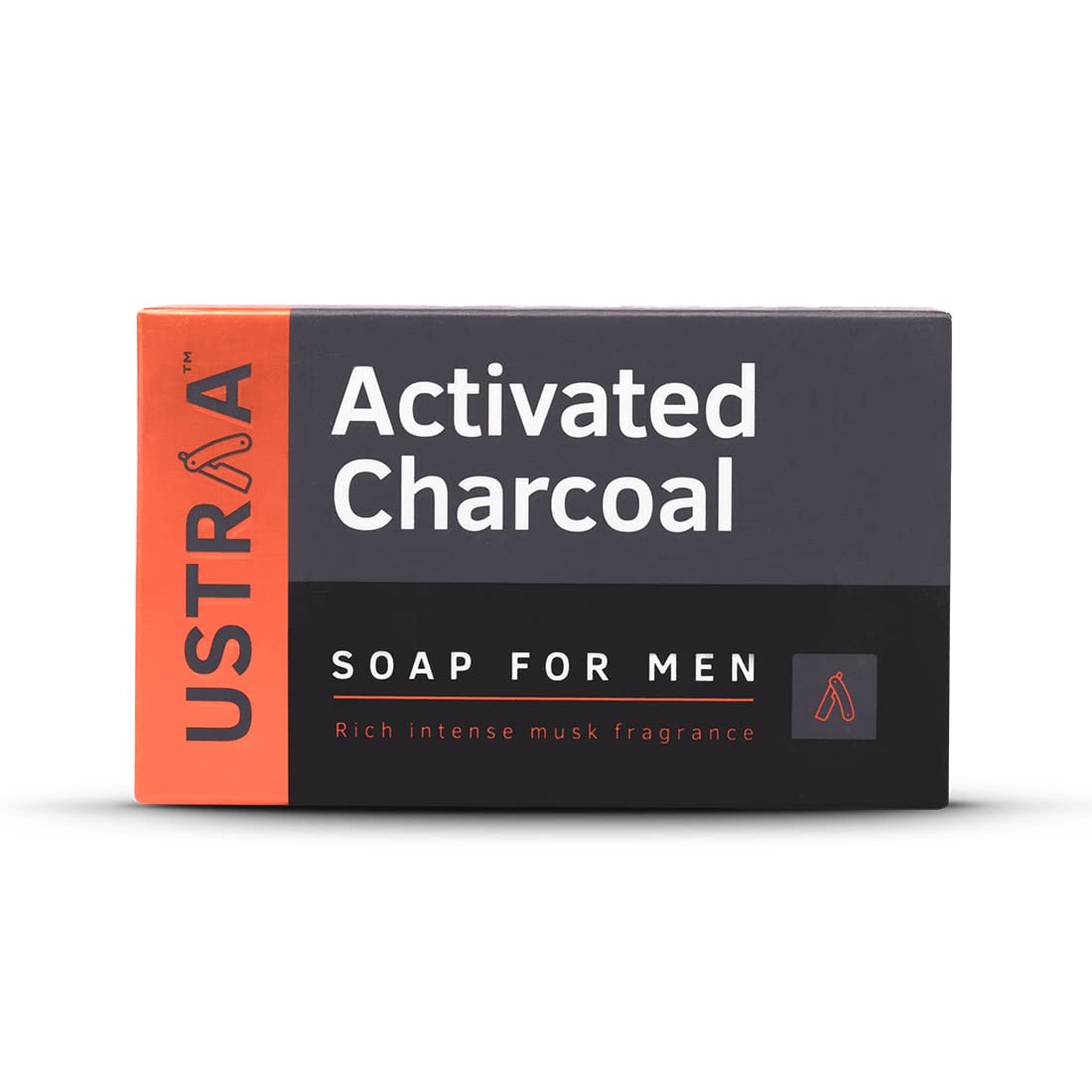 Ustraa Activated Charcoal Men's Deo Soap 8 Pack Rich Musk