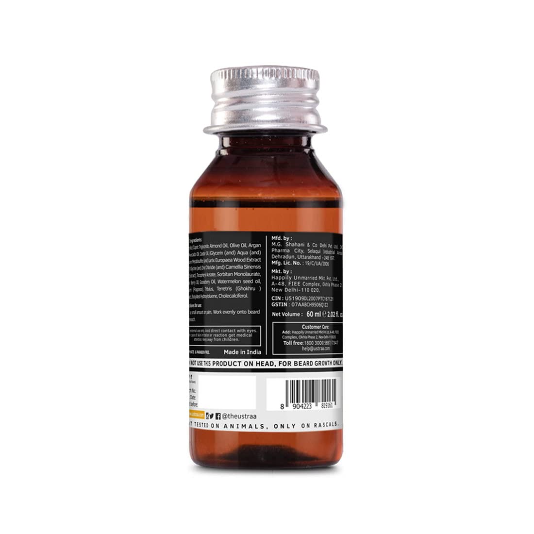 Ustraa Advanced Beard Growth Oil 60ml Redensyl DHT Booster