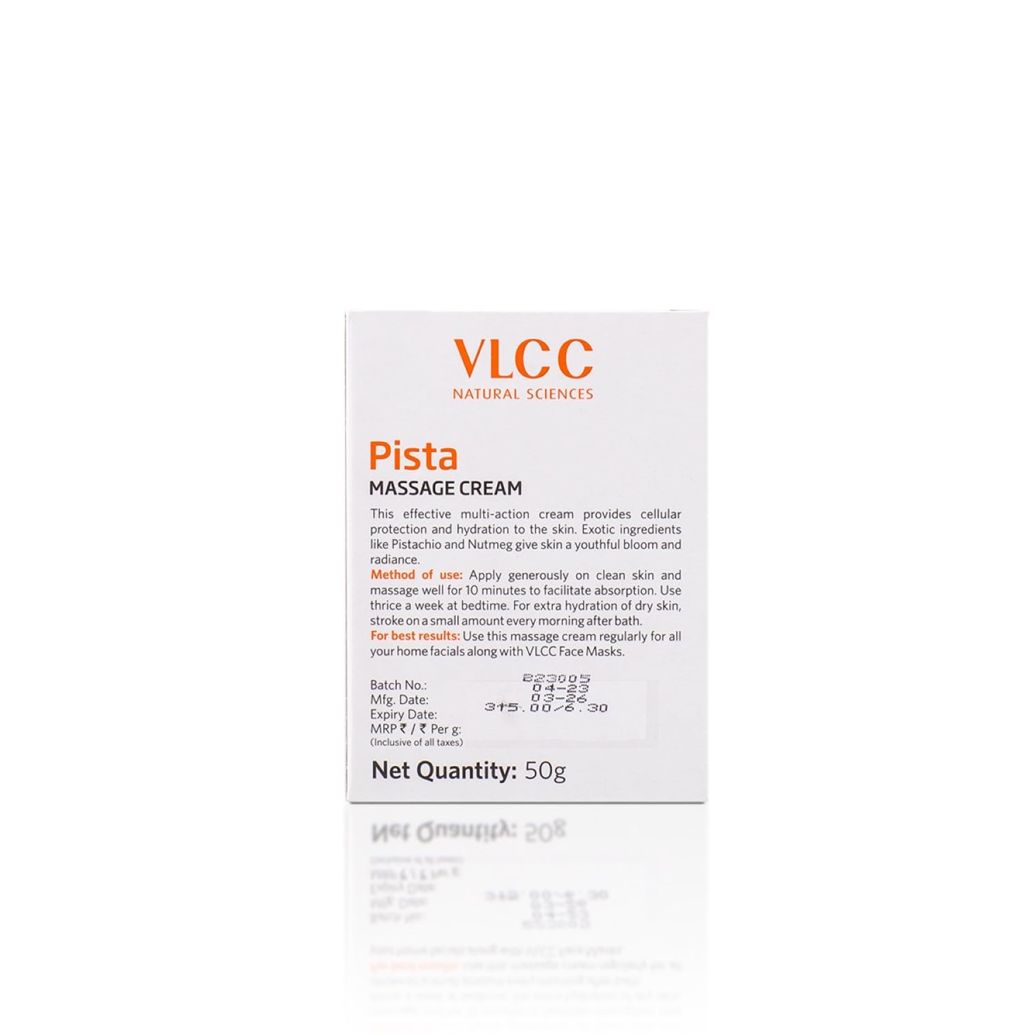 VLCC Pista Massage Cream: Deep Hydration, Radiance, Improved Skin Complexion, 50g