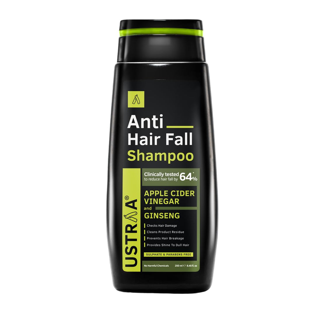 Ustraa Anti Hair Fall Shampoo 250ml – Apple Cider Vinegar, Sulphate‑Free
