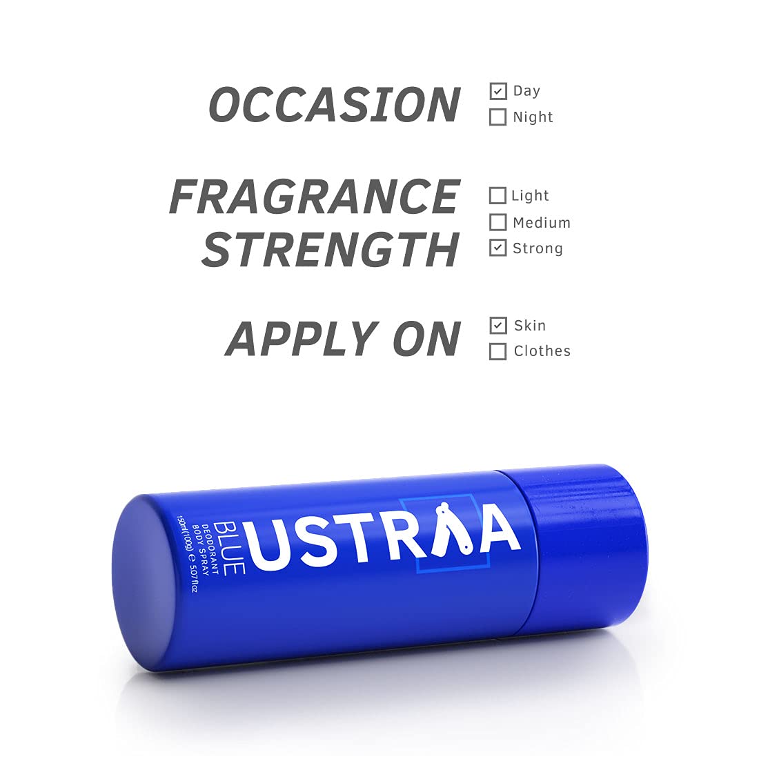 Ustraa Blue Men’s Deodorant Spray 150ml Fresh Aquatic Fragrance