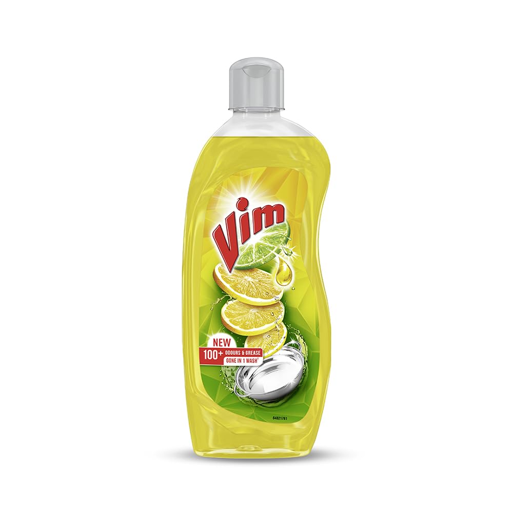 Vim Lemon Dishwash Gel 500ml – Residue‑Free, Powerful Grease Cleaner