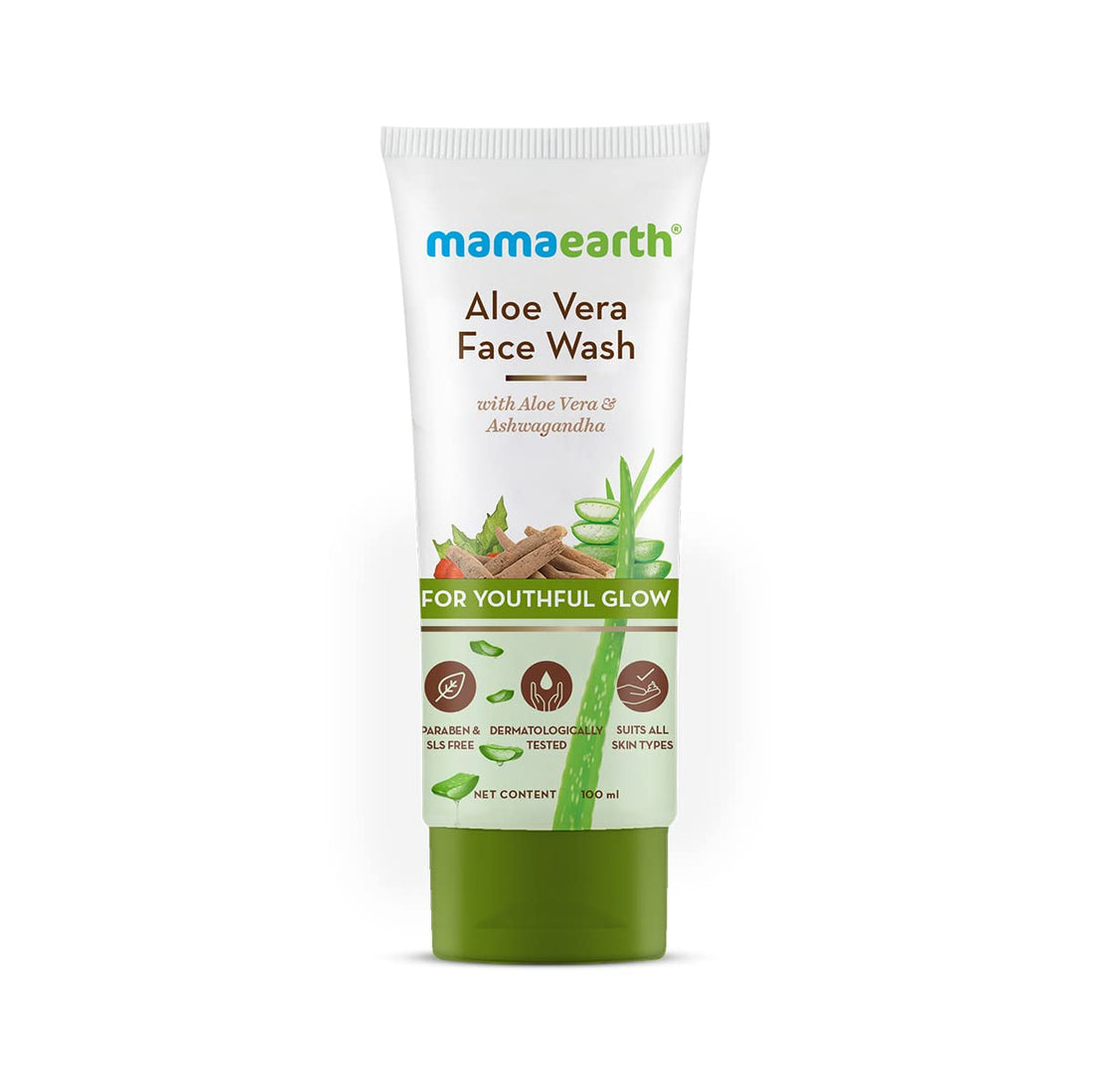Mamaearth Aloe Vera & Ashwagandha Face Wash 100ml – Youthful Glow