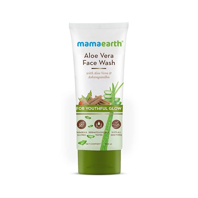 Mamaearth Aloe Vera & Ashwagandha Face Wash 100ml – Youthful Glow