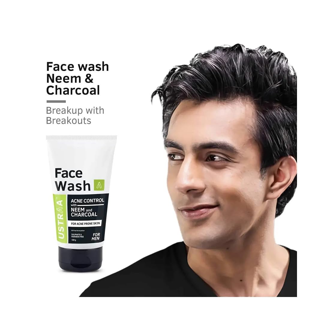 Ustraa Neem Charcoal Acne Control Oil-Free Face Wash 100g