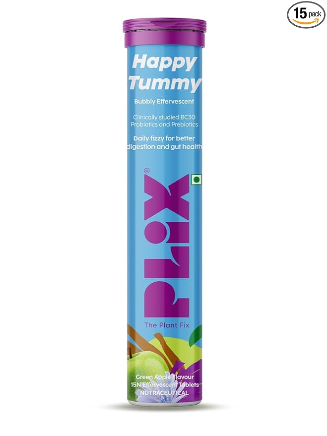 PLIX Happy Tummy Pre+Probiotic Effervescent Tablets for Good Gut Health
