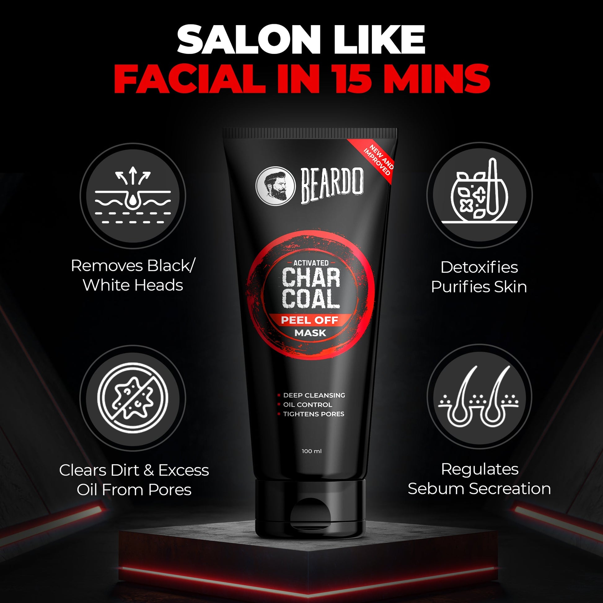 Beardo Activated Charcoal Face Wash and Peel Off Mask Combo