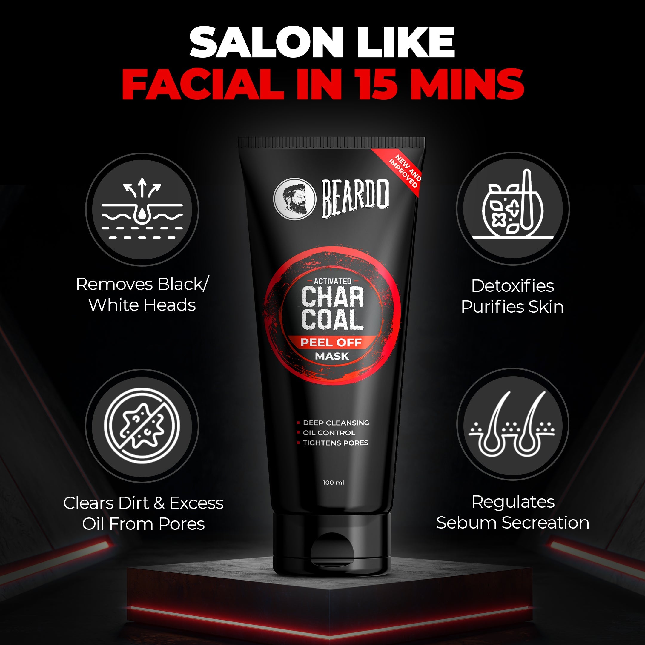 Beardo Activated Charcoal Face Wash and Peel Off Mask Combo