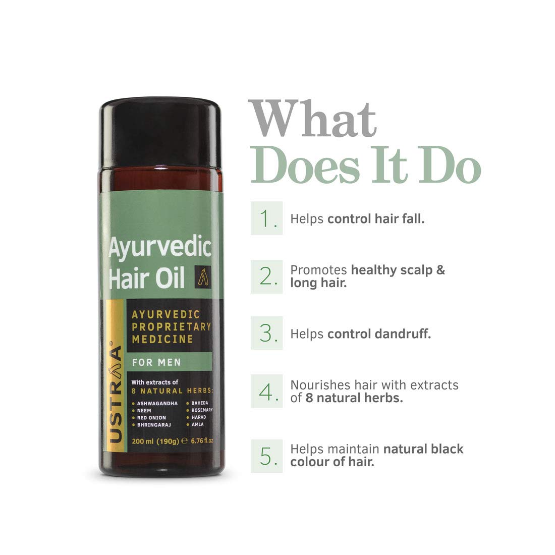 Ustraa Ayurvedic Hair Oil 200ml Natural Herbal Blend