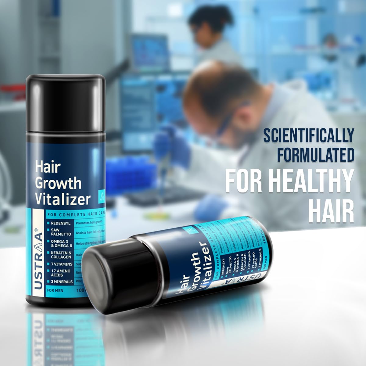 Ustraa Hair Growth Vitalizer Serum 100ml Non‑Sticky Redensyl Formula