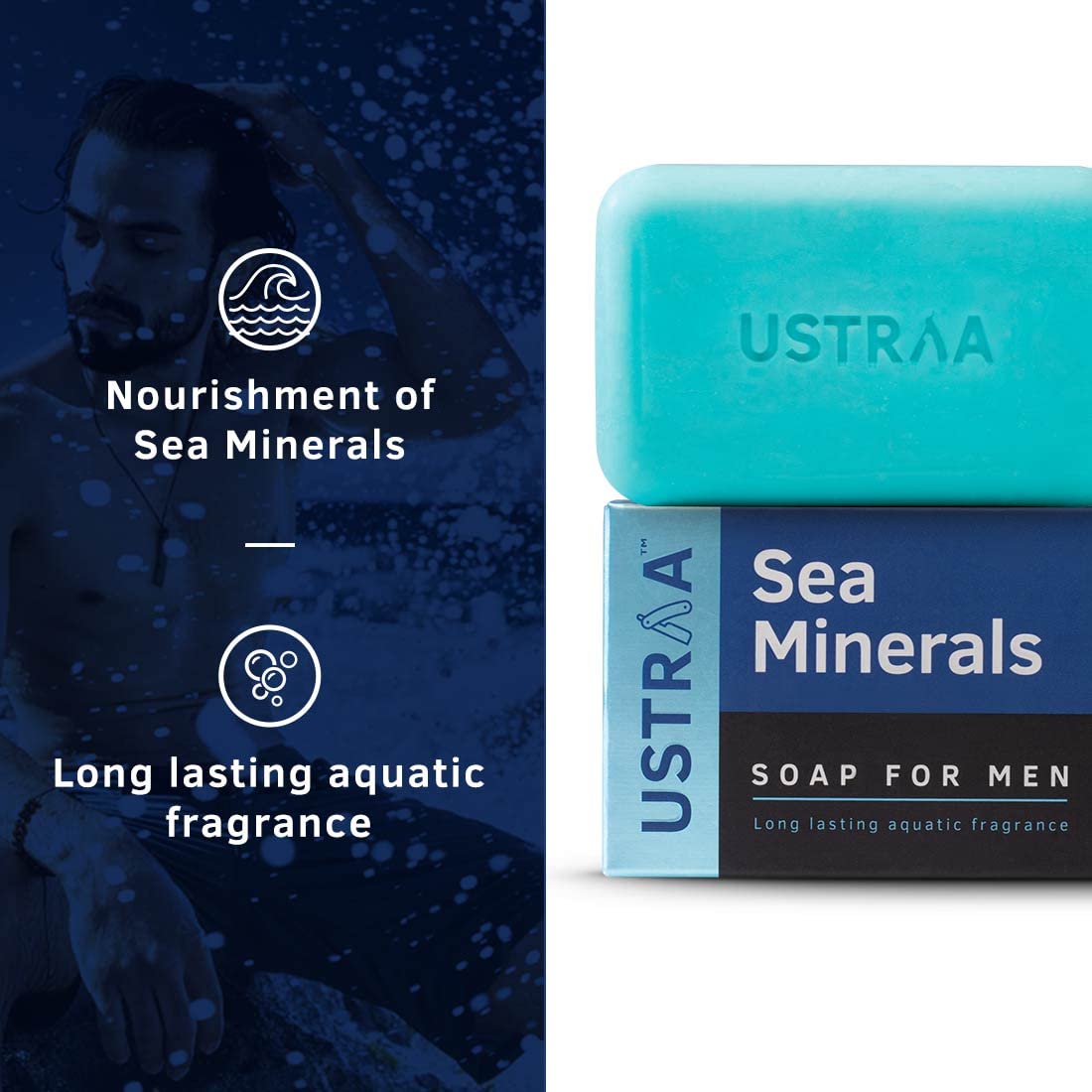 Ustraa Men's Fresh Sea Mineral Triple-Milled Soap 6-Pack