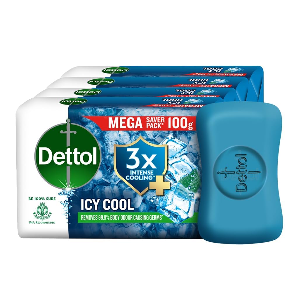 Dettol Icy Cool Menthol Bath Soap 400g Pack of 4