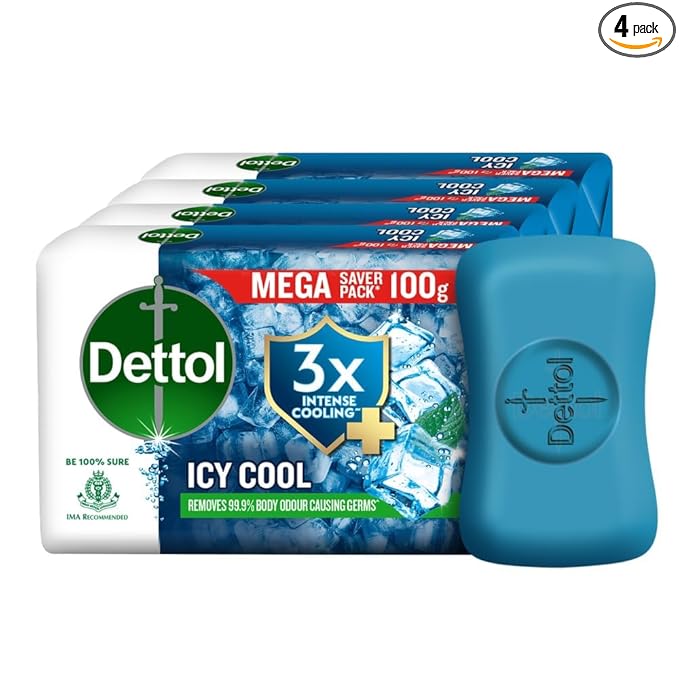 Dettol Icy Cool Menthol Bath Soap 400g Pack of 4