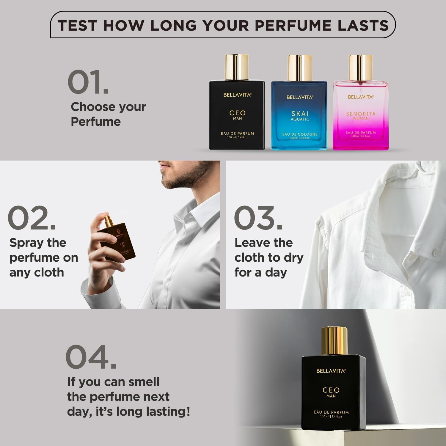 Bella Vita Luxury CEO MAN Long Lasting Perfume for Men EDP 100ml Woody Citrus Fragrance
