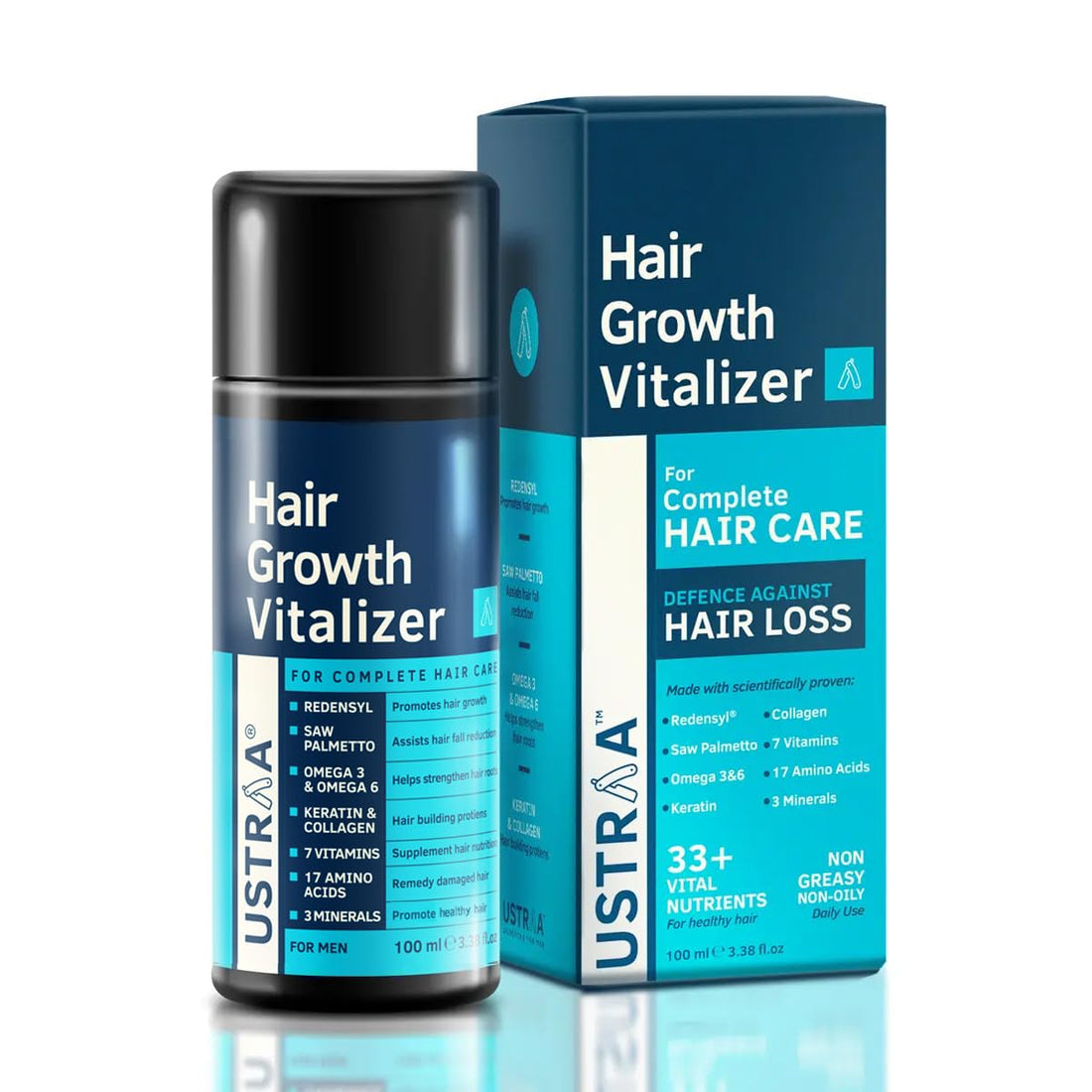 Ustraa Hair Growth Vitalizer Serum 100ml Non‑Sticky Redensyl Formula
