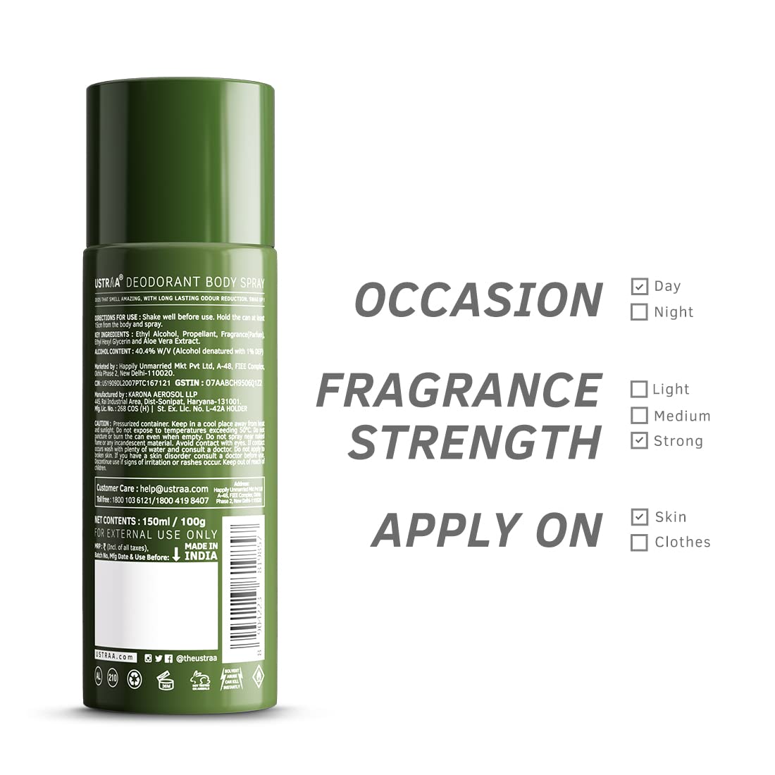 Ustraa O.G Men’s Body Spray 150ml Strong Passionate Fragrance