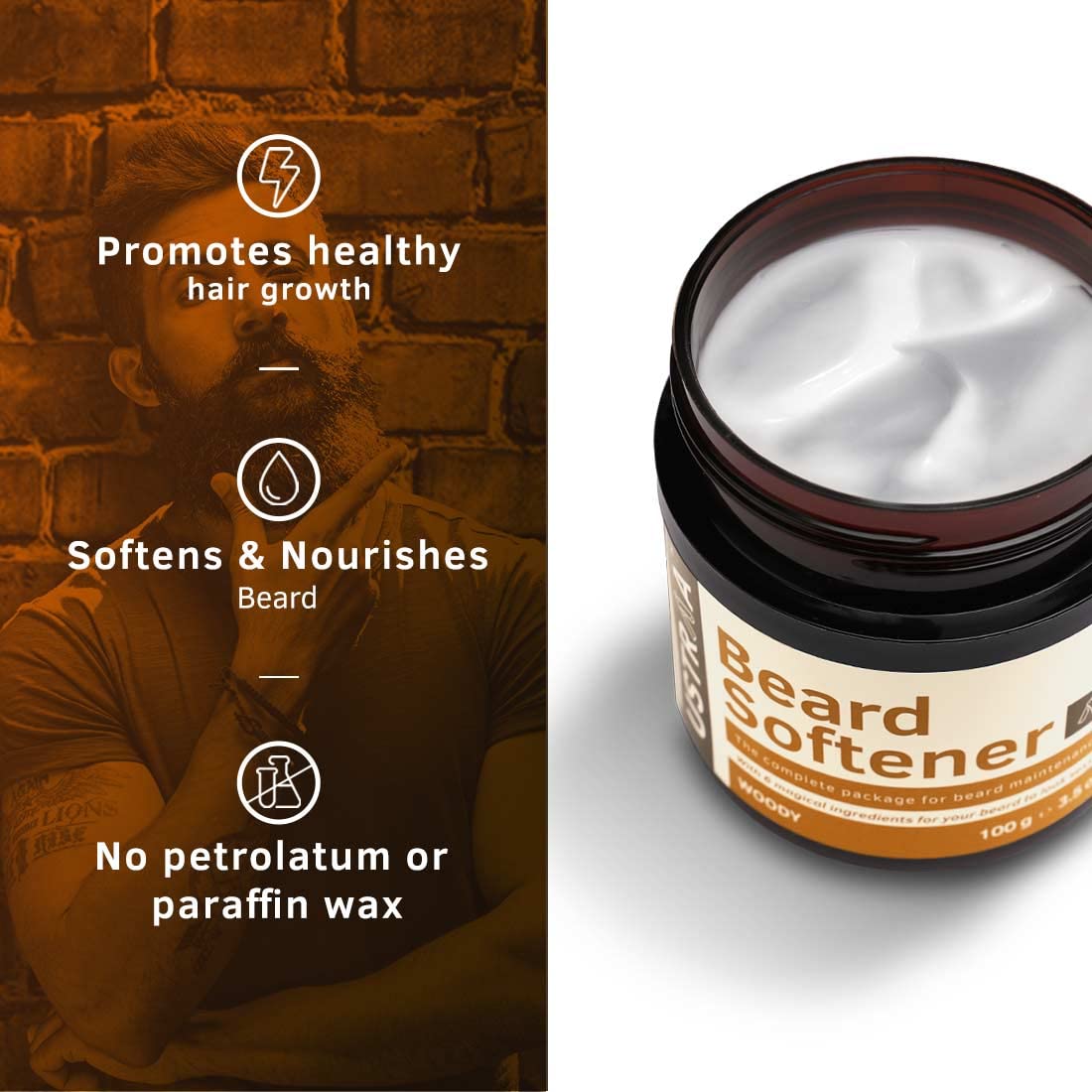 Ustraa Woody Beard Softener 100g Natural Moisturising Conditioner